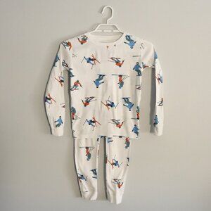 Carter's White Boys Sz 10/10A 2-Piece Ski Pajama Sleep Long Sleeve + Pants Set